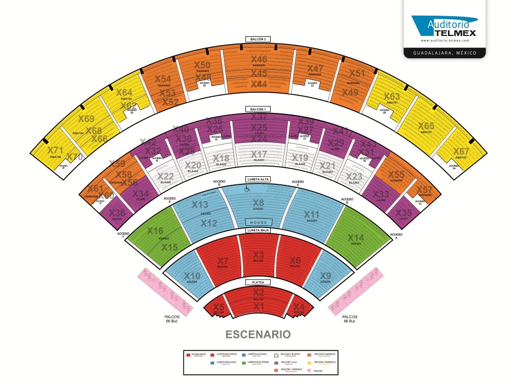 Mapa Con Todas Las Zonas Del Auditorio Telmex - Vivir Guadalajara